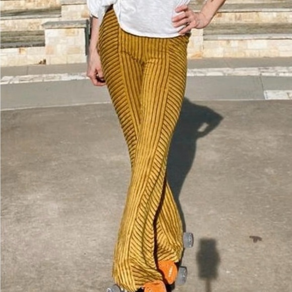 Free People Slim Pull-On Velvet Flare Pants - Picture 2 of 5